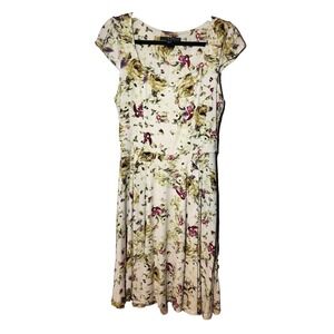 MNG by Mango Fit & Flare Floral Sweetheart Neckline Cap Sleeve Dress Size 18